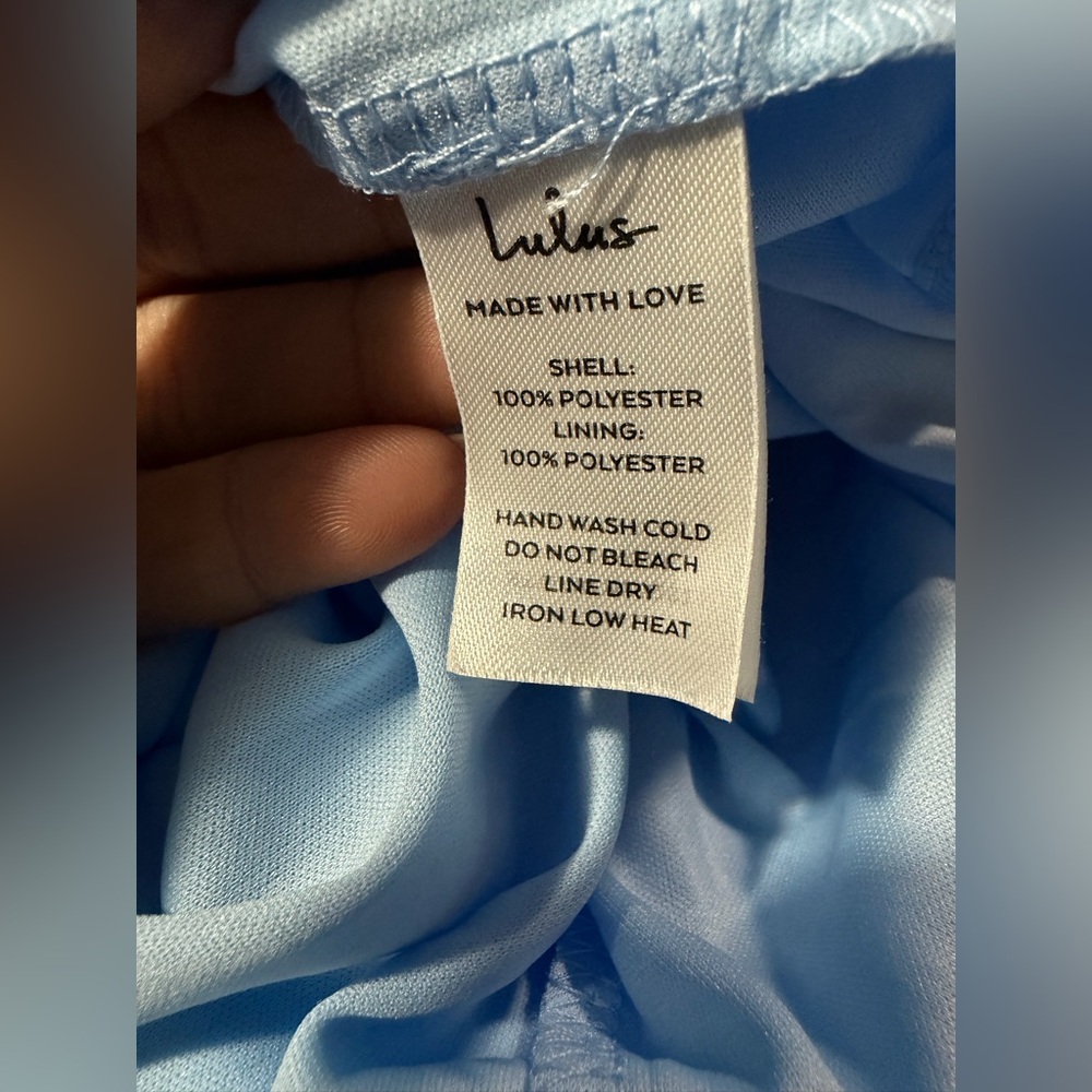 Lulus NWT “Glamorous Disposition” Light Blue Ruched Maxi Dress.  Size Large. - Picture 5 of 14